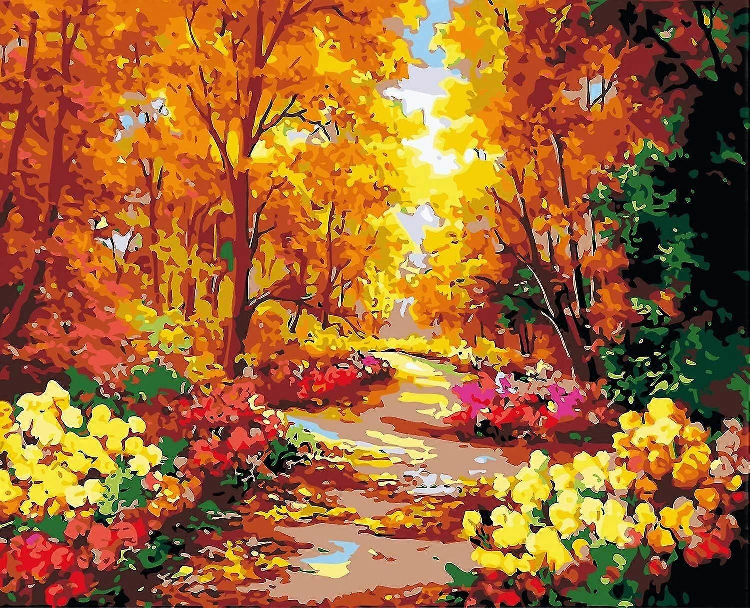 Diy Paint By Number For Adults 16 * 20 Inch Paint By Number Kits Diy Oil Painting - Forest Without Frame