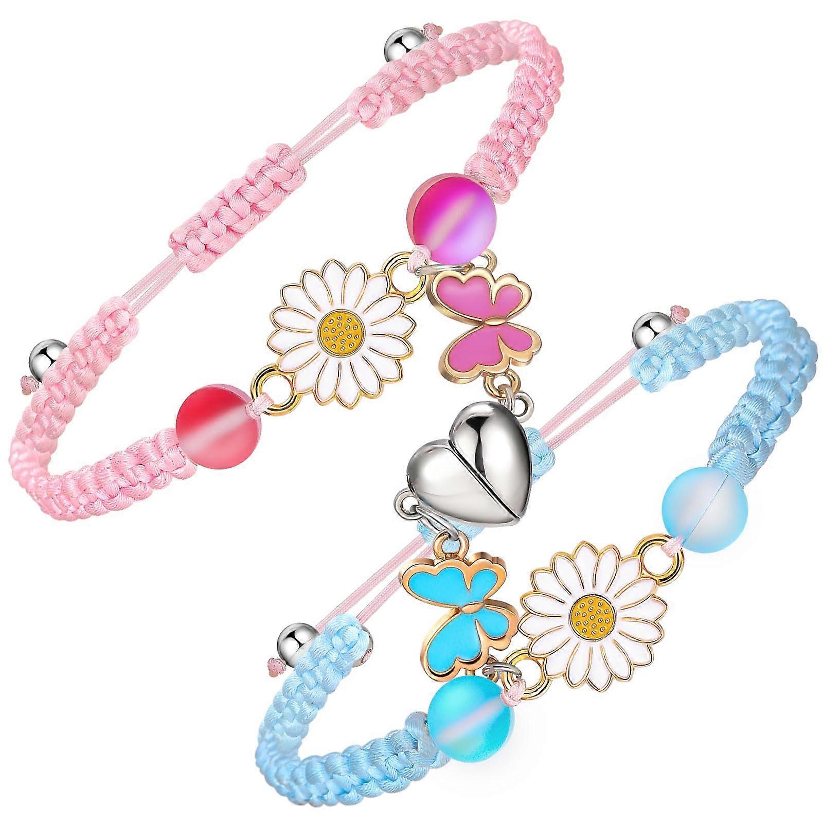 Adjustable BFF Heart Matching Bracelets - Handmade Friendship Jewelry for Couples & Teens