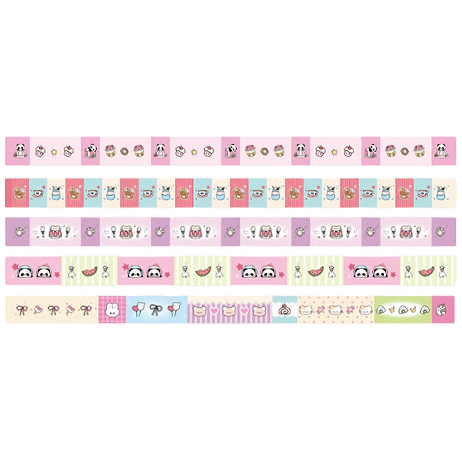 5Rolls Cartoon Washi Tapes Adhesive Crafting Tapes for Diary Decoration and Art Craft Gifts Wrapping Tapes for Students