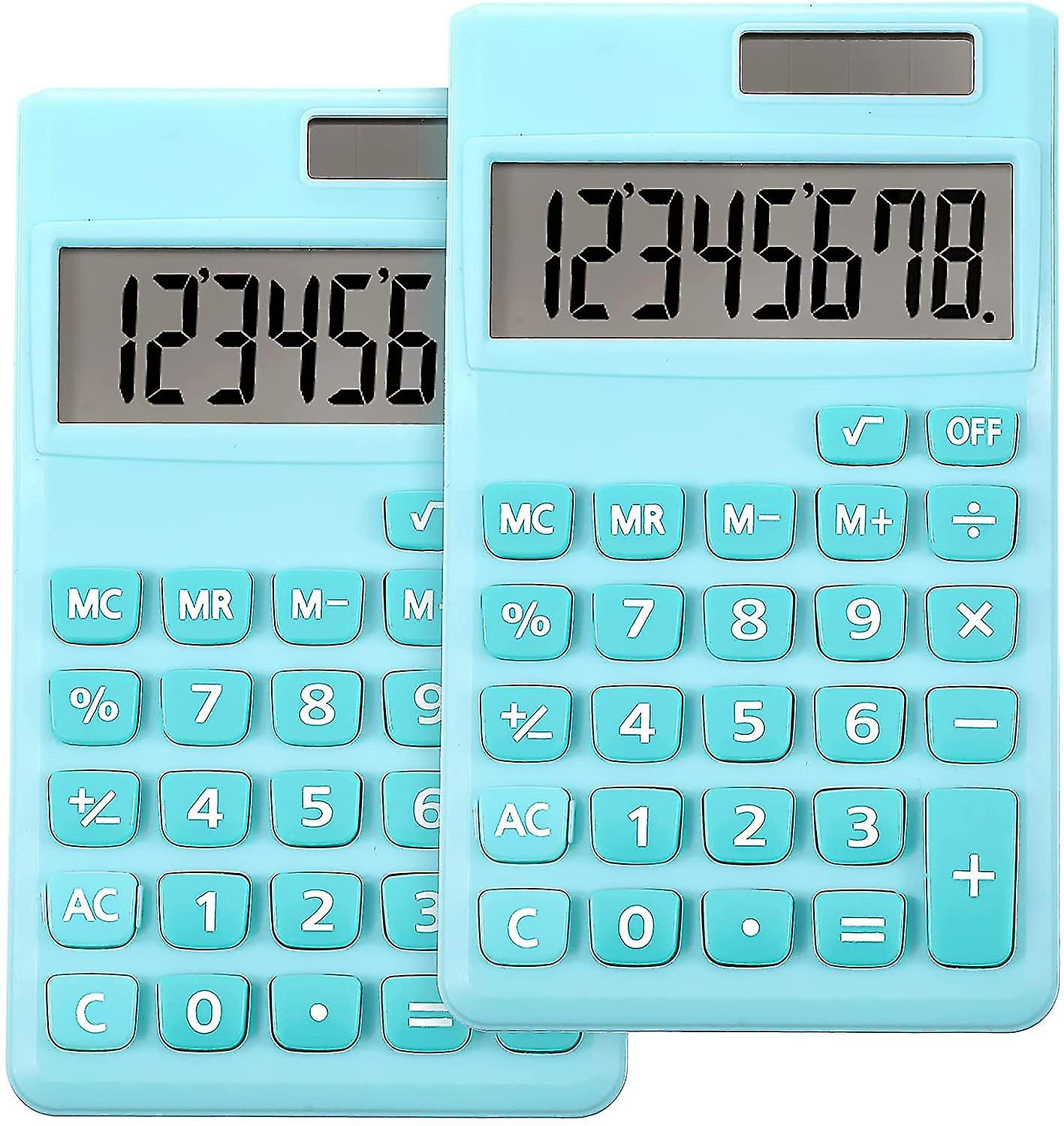 2 Pieces Basic Standard Calculators Mini Digital Desktop Calculator With 8-digit Lcd Display