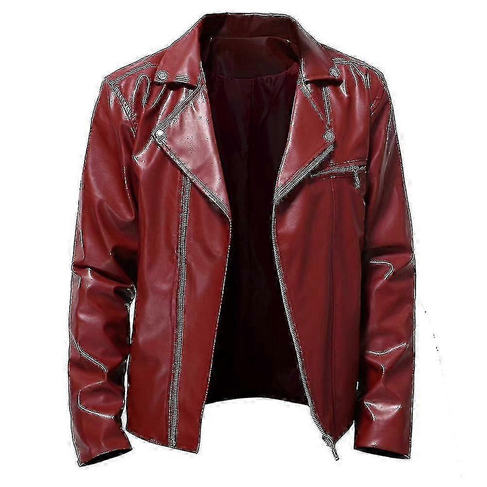 Mens Autumn Pu All-match Casual Lapel Motorcycle Leather Jacket