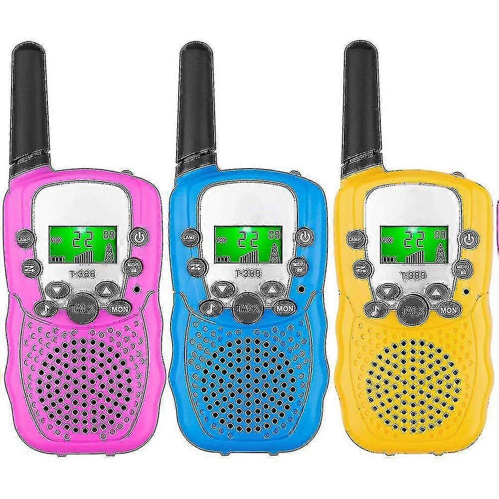 3pcs Kids Walkie Talkies 3 Miles Long Range with Backlit Flashlights