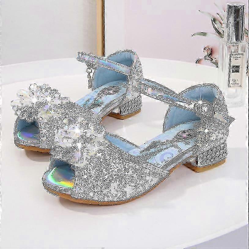 Girls Sandals Frozen 2 Elsa Princess Shoes Little Girls Crystal Shoes Children High Heels Catwalk Show Shoes