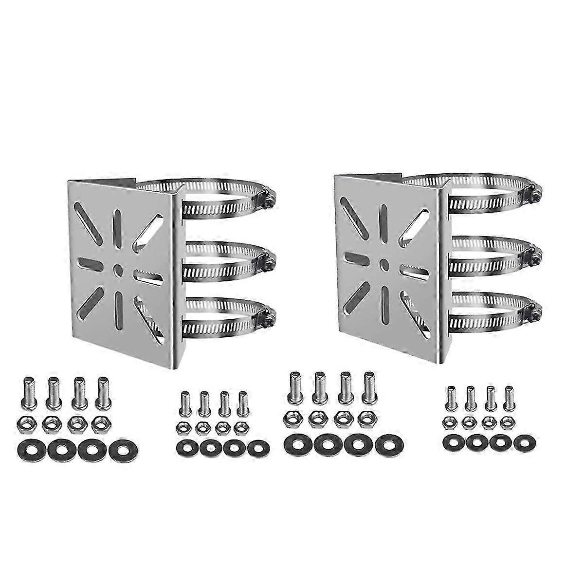 2Pcs Universal Wall Mounting Bracket with 6 , Stainless Steel Vertical Pole Mount Adapter for CCTV Security Camera