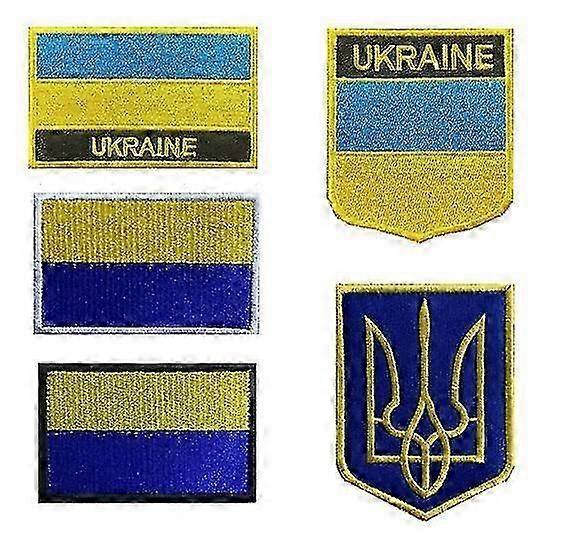 5 Pcs Ukraine Flag Patches Ukraine Shield Patches Embroidered Patch Morale Patch Applique Fastener Hook And Loop(emblem)