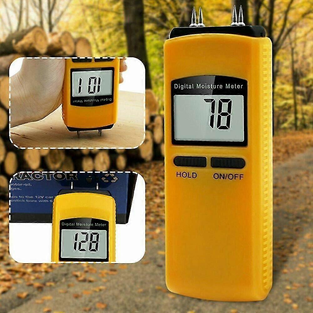 Digital Lcd Wood Damp Moisture Meter Detector Timber Logs Tester Sensor Tool 4pin