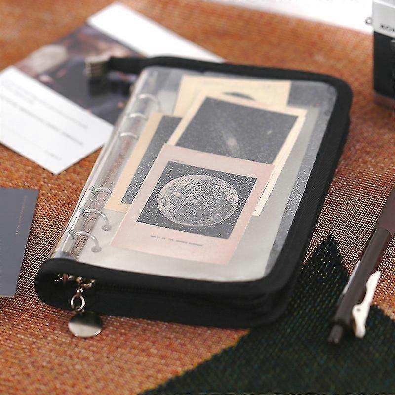 Loose-Leaf Notebook with Transparent Interlayer Portable Multipurpose Zippered Handbook Creative