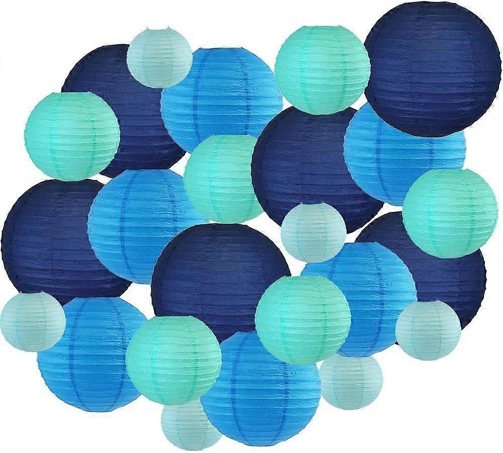 装飾的な丸い中国の紙の提灯24個、4つのサイズと4色の盛り合わせ