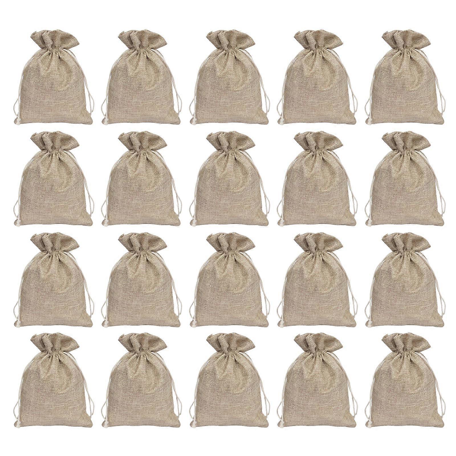Pack of 20 Unique Small Linen Pouches with Drawstring Closure Convenient Burlap Gift Bag for Gift Wrapping 15x20cm