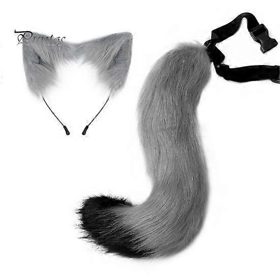 Fox Tail Headdress Handmade Simulated Fox Tail Cat Ear Set Halloween Cosplay Costume Fluffy Fox Tail Accessory