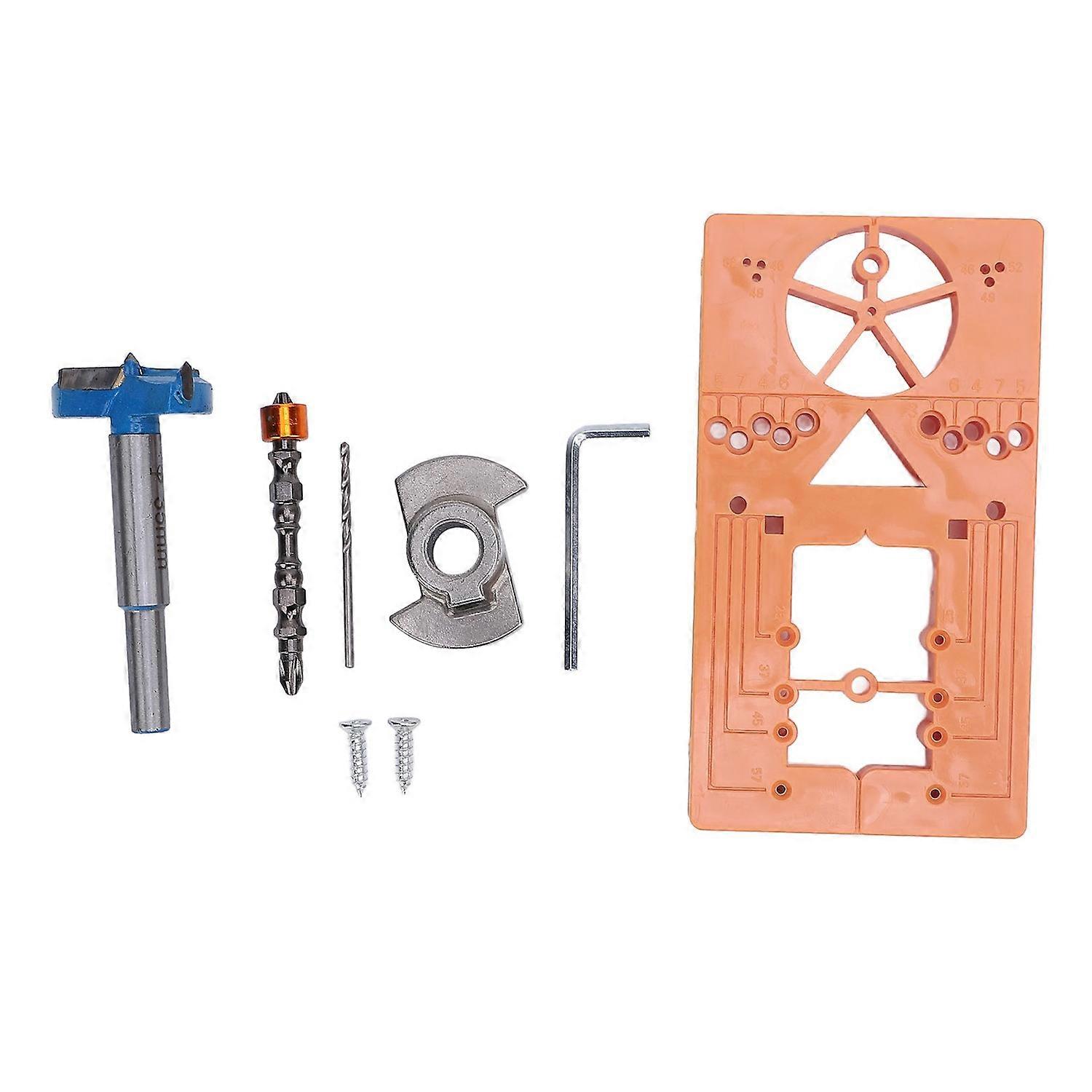 Hinge Jig Kit Concealed Adjustable Cabinet Door Metal Drill Guide 35mm for Woodworking