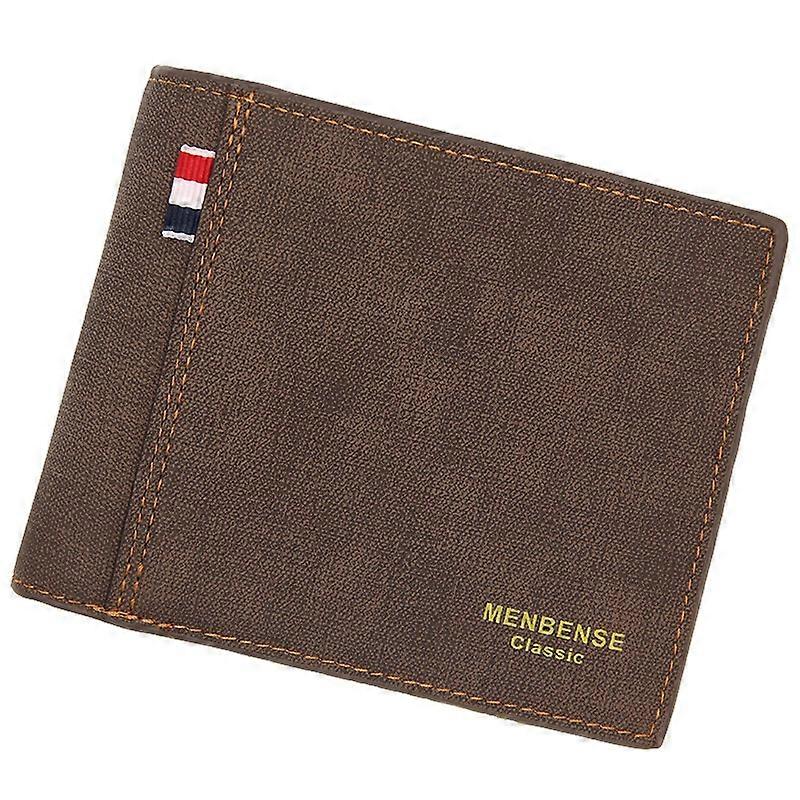 MenBense Frosted PU Short Large Capacity Fashion Retro Three Fold Bag Men Wallet