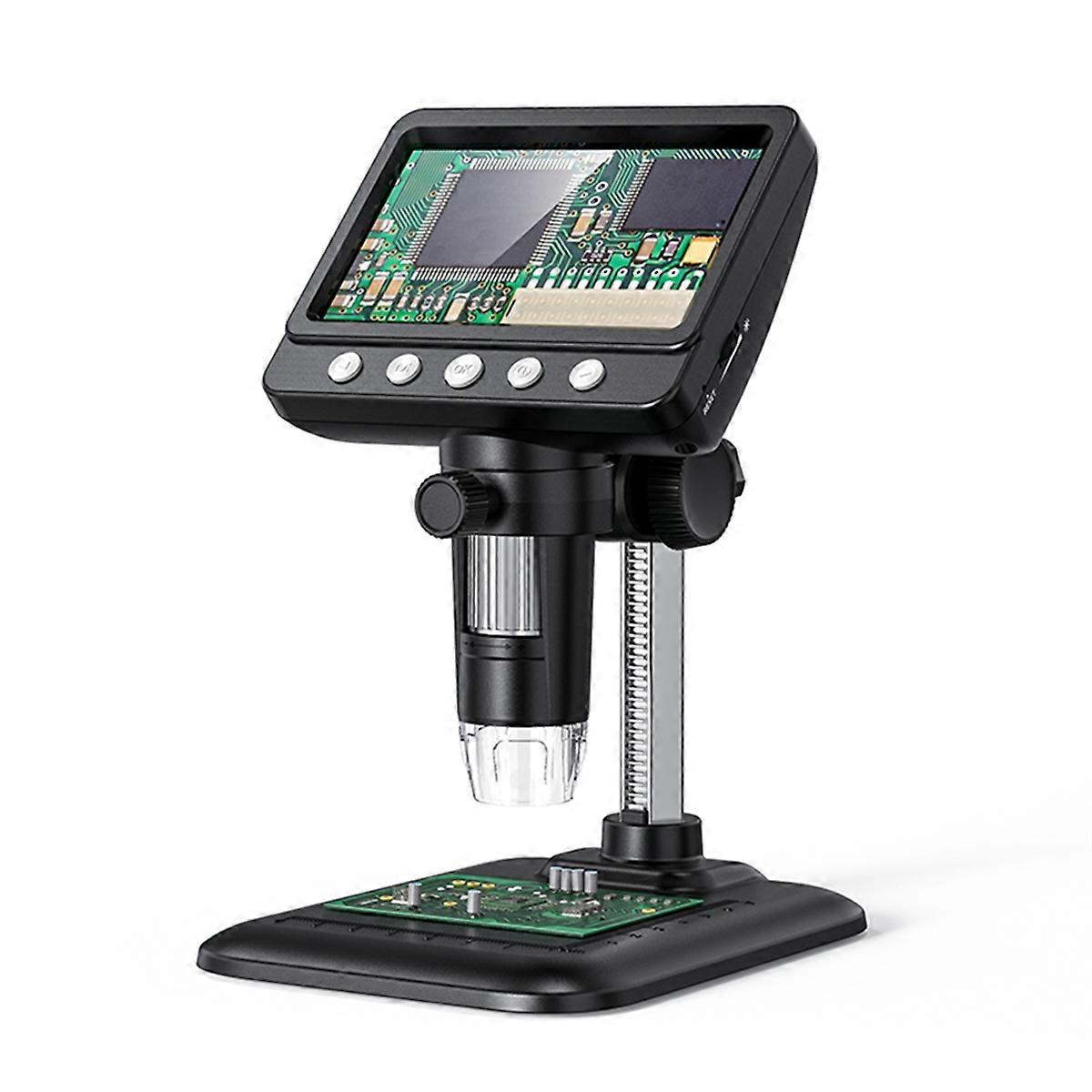 Digital Microscope, 4.3inch LCD USB Microscope, 1080P Magnifier with 8 Adjustable LED Lights, PC View, for Adults Kids