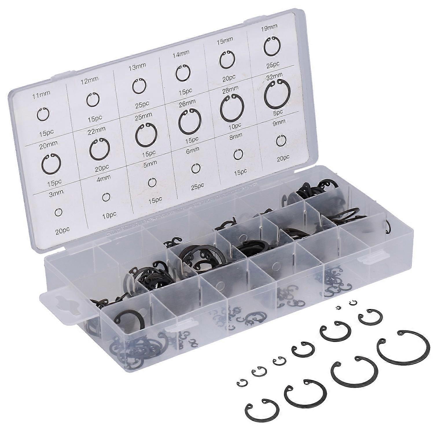 300PCS Snap Ring Assortment Kit Alloy Steel Universal Repairing Tool for Store Home