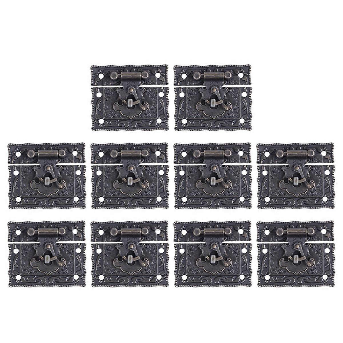 10X Wood Case Chest Box Rectangle Clasp Closure Hasp Latches Bronze Tone