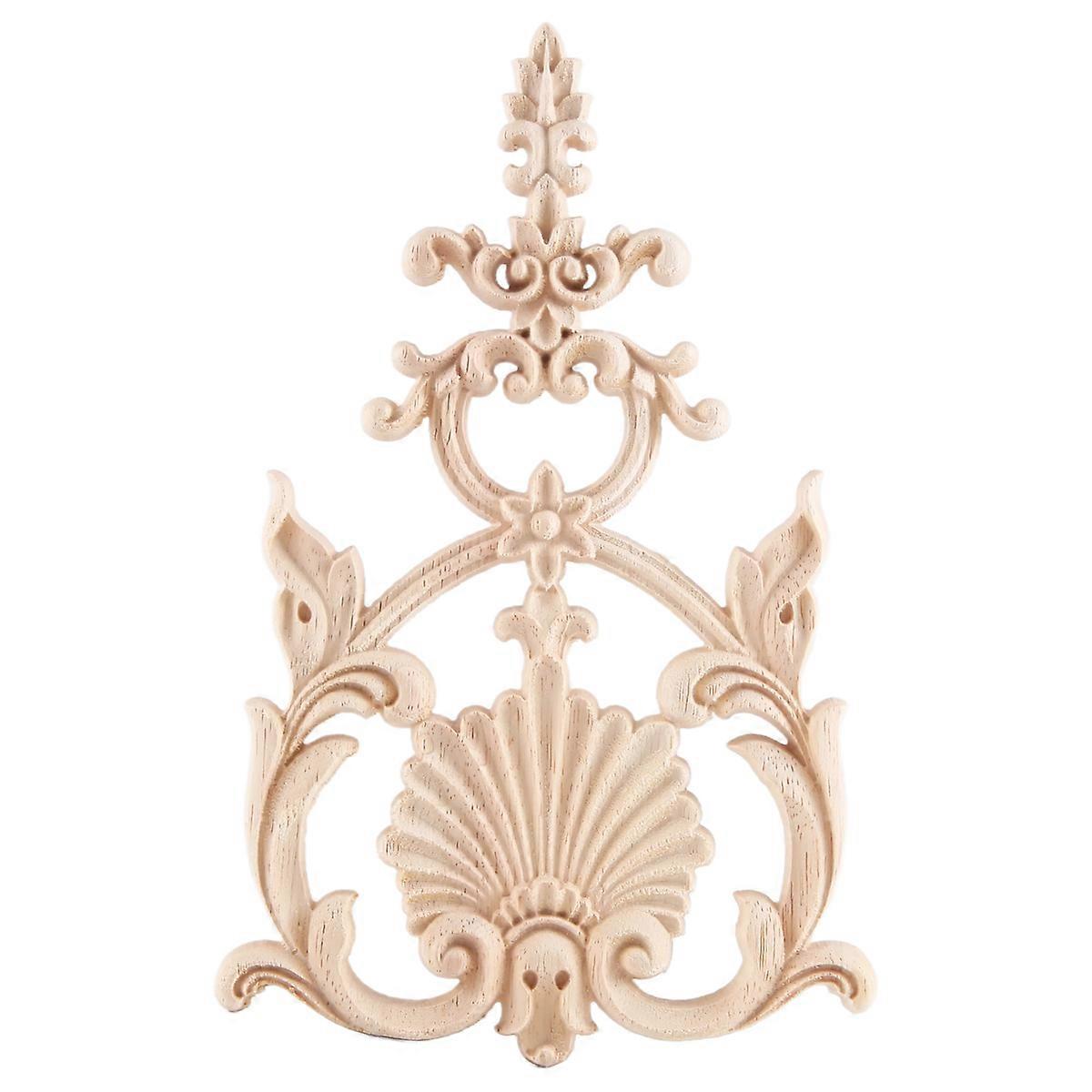 1X Applique en bois d'hévéa sculptée pour meubles vintage #H