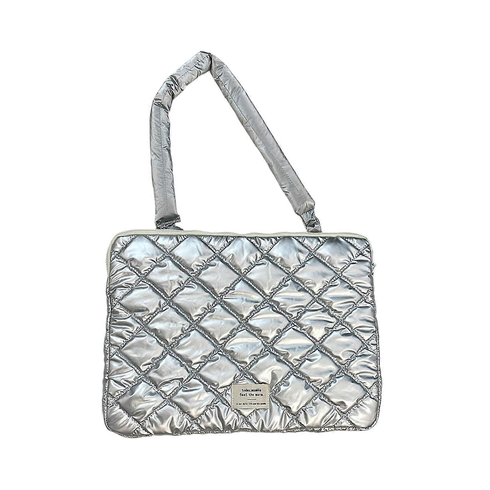Laptop Caso Computador Manga Bolsa com Alça Bowknot Laptop Sleeve Caso Fino Computador Bolsa de Transporte Laptop Sleeve Bolsa Diamante treliça silv 13 Polegadas