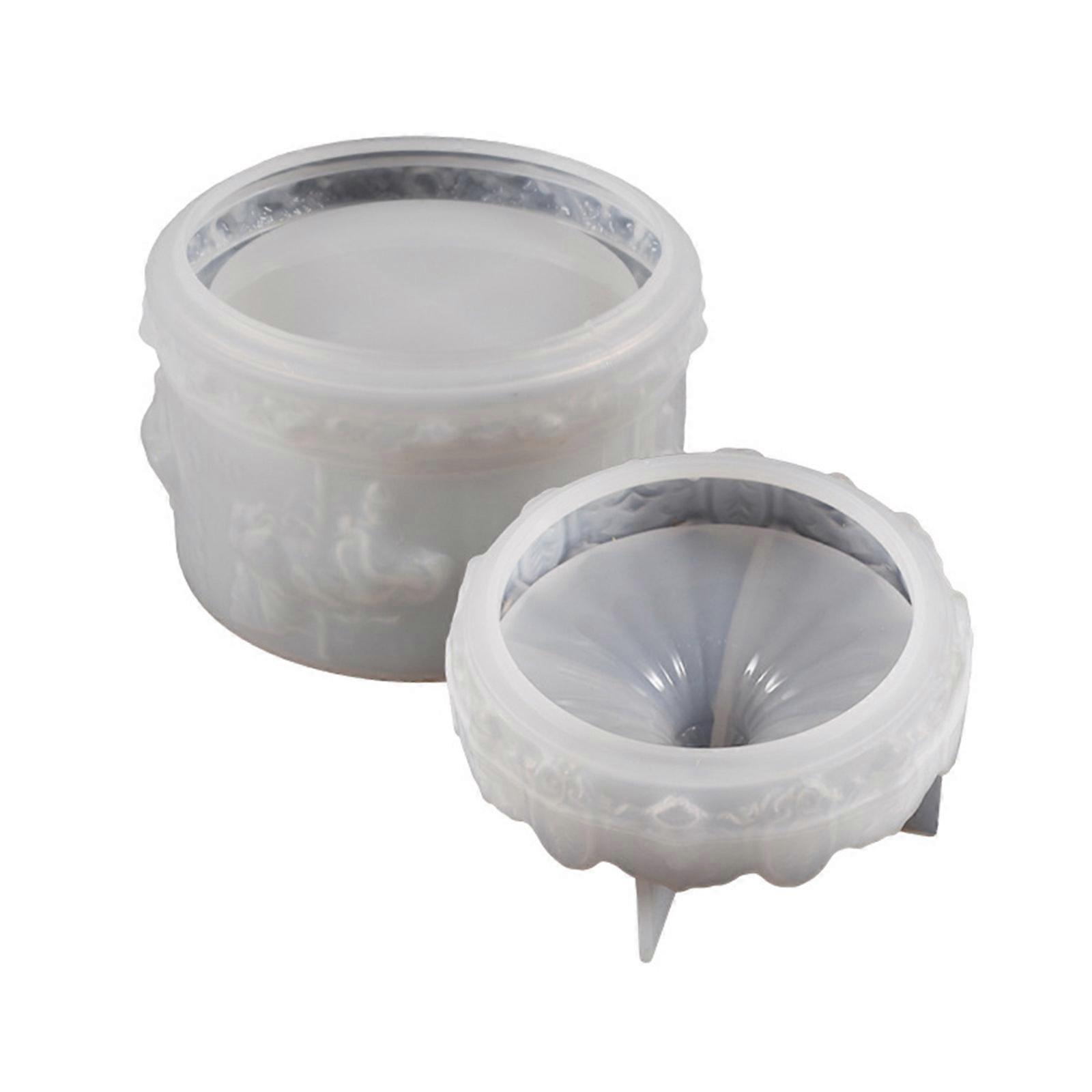 Jar Resin Mold, Carousel Silicone Molds with Lid Epoxy Resin Casting Tool for DIY Jewelry Storage Box Candy Container