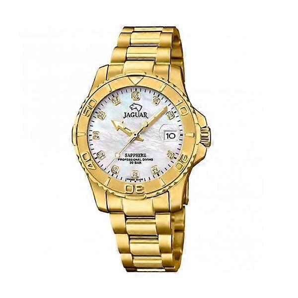 Jaguar J898/1 女士行政潜水表 - 金色不锈钢，珍珠母贝表盘