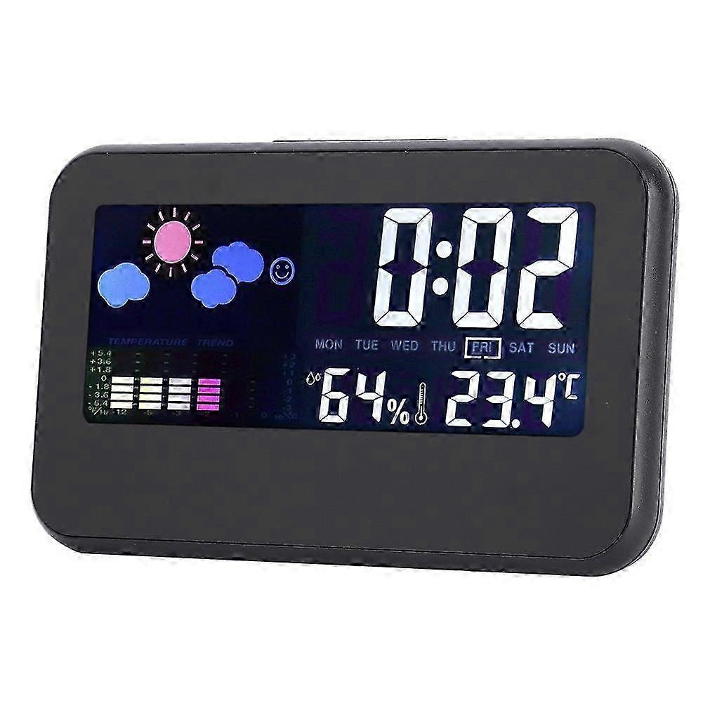 Electronic Alarm Clock Temperature Humidity Weather Clock Support for Voice Control Backlight