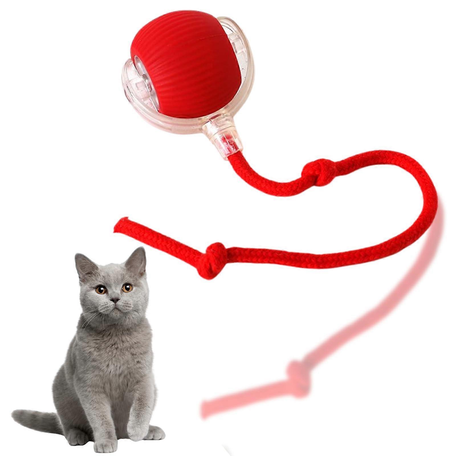 Interactive Cat Toy Ball - Automatic Rolling Electric Toy for Indoor Cats, Motion-Activated Smart Ball for Kittens, Red Color