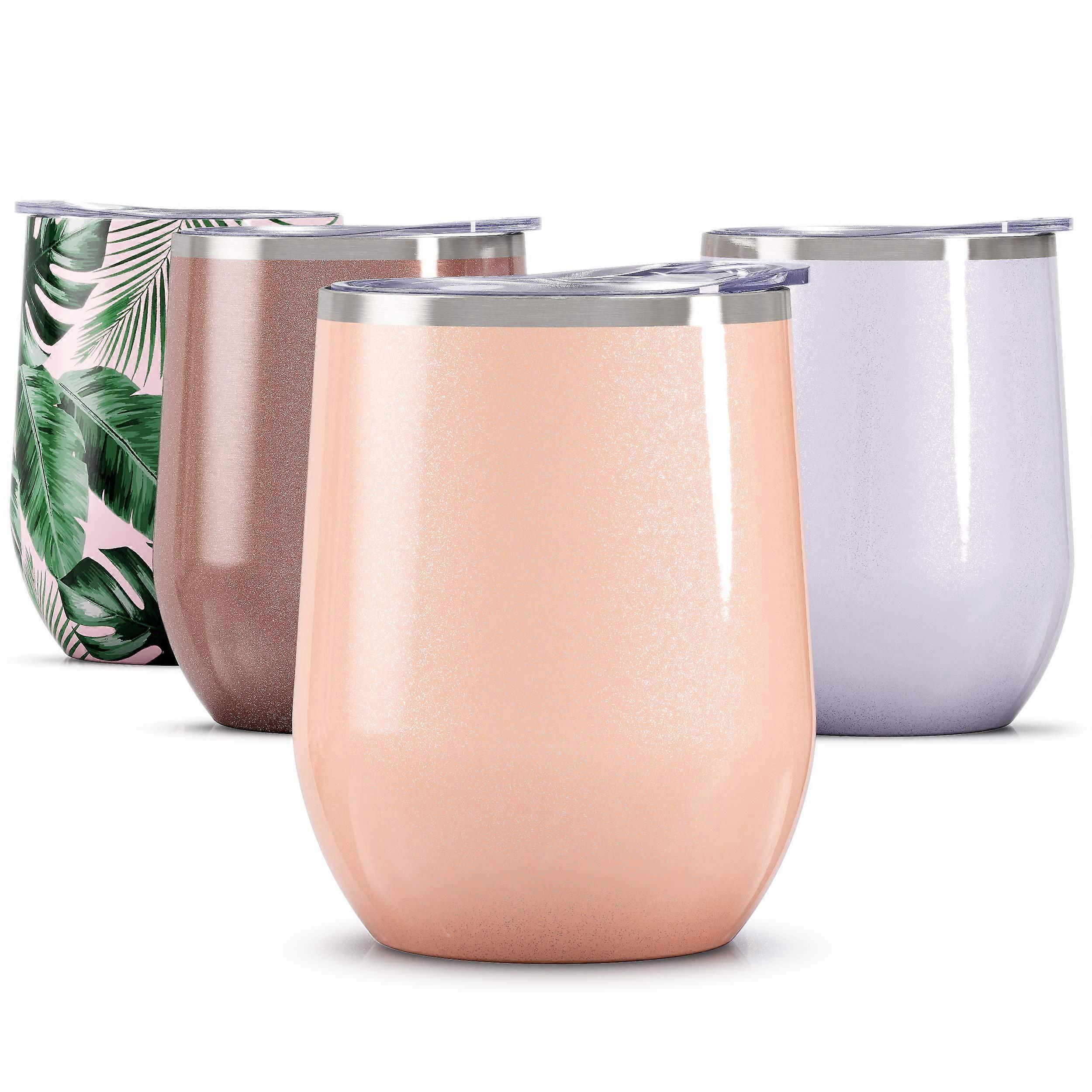 Glass Tumbler 12 Oz Glitter Blush For Drinking 1 Count