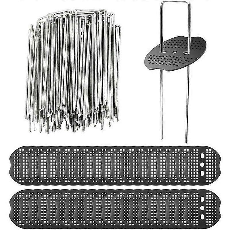 Garden Pegs with Washers U-Shaped Tent Pegs 150 x 3mm Ground Anchors for Securing Tent Fabric