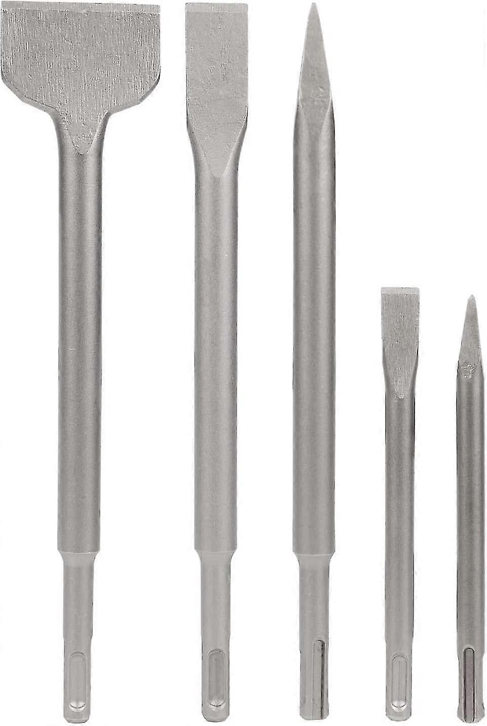 Sds Chisel Set Of 5 Chisels With 2 Pointed Chisels And 3 Flat Chisels, Concrete Drill Tool