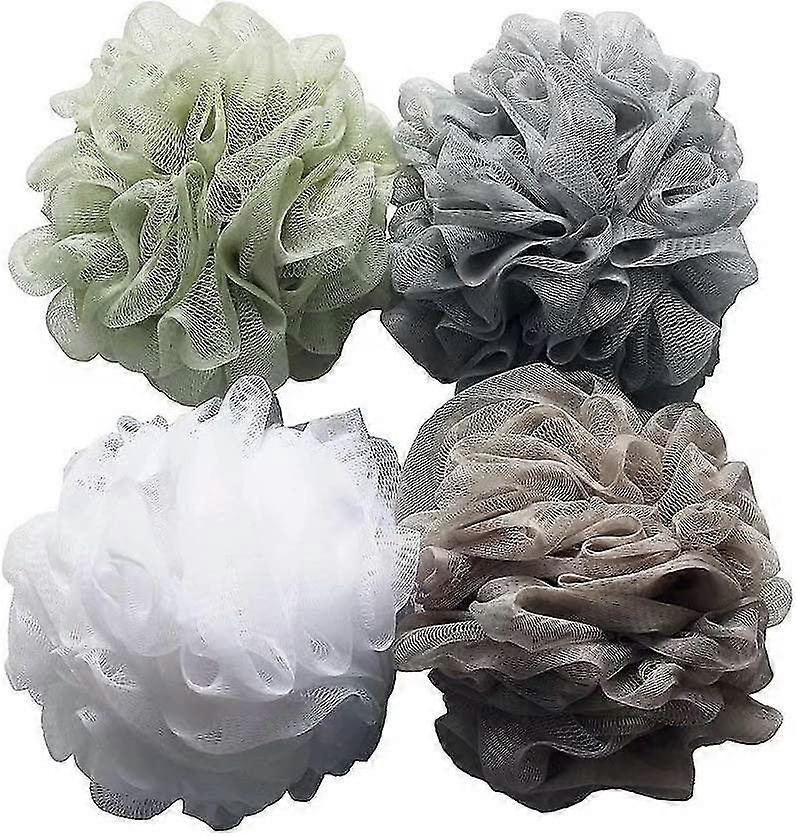 BTYMS Mesh Pouf Bath Sponge - Exfoliating Shower Ball, 60g, Assorted Colors, Quick-Dry with Hanging Loop