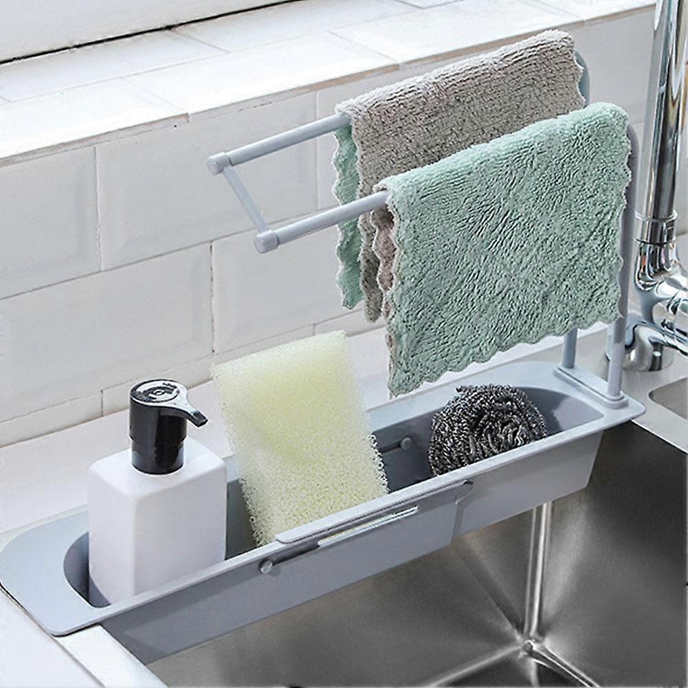 Telescopic Sink Shelf Sponge Drain Rack Expandable Drainer Sink Holder