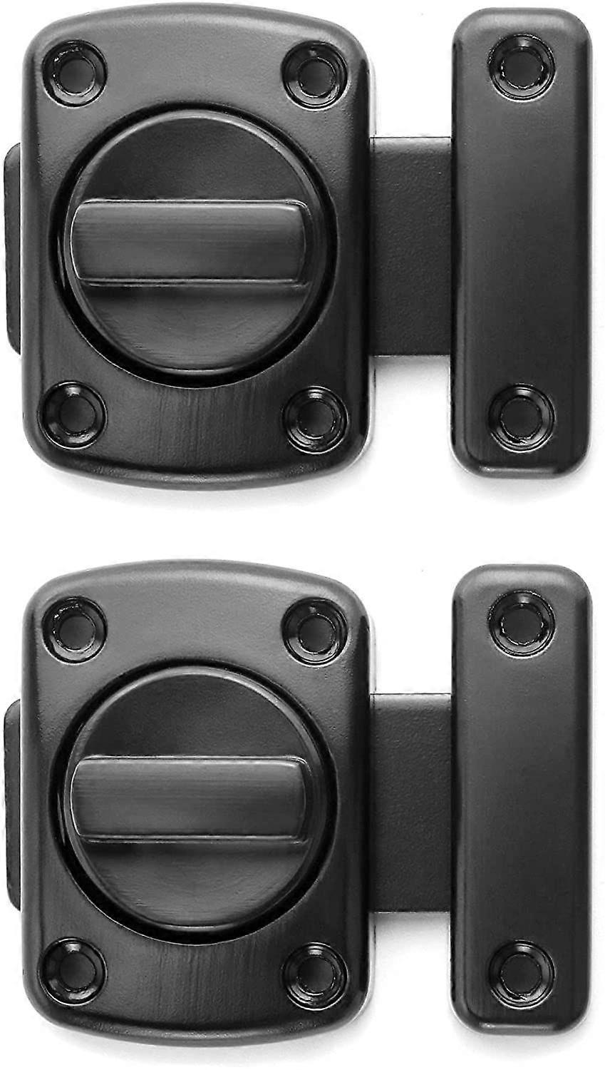 2 Pack Rotate Bolt Latch Lock Serrure de porte en acier inoxydable, applicable à diverses portes, noir (large)