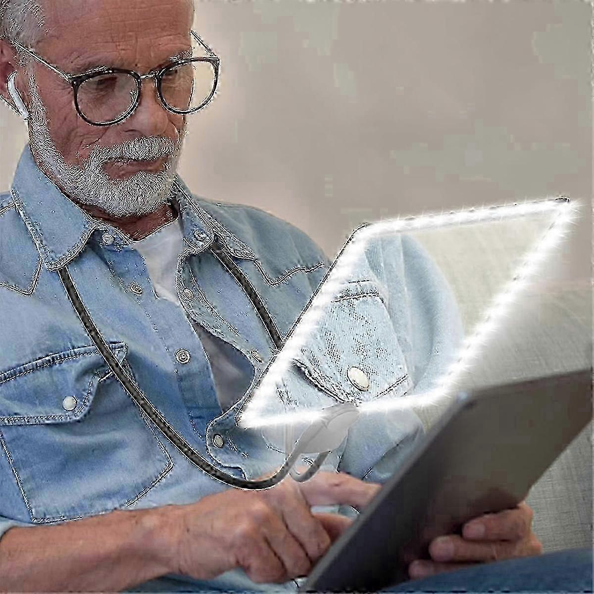 5x Hands-Free Magnifying Glass with 50 LED Lights - Gooseneck Page Magnifier for Seniors & Low Vision Reading
