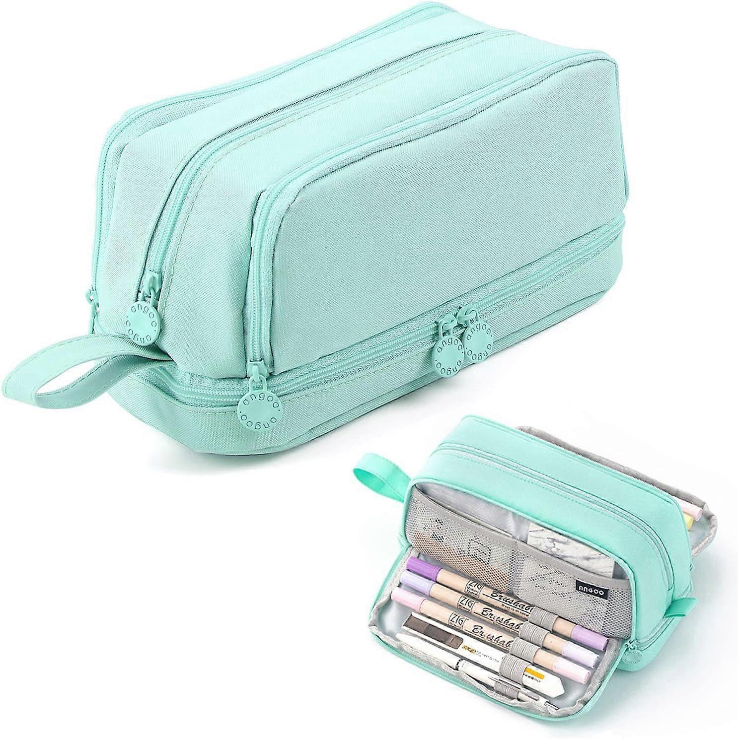 Pencil case with large capacity, zipper, handle, and durable design for everyday use