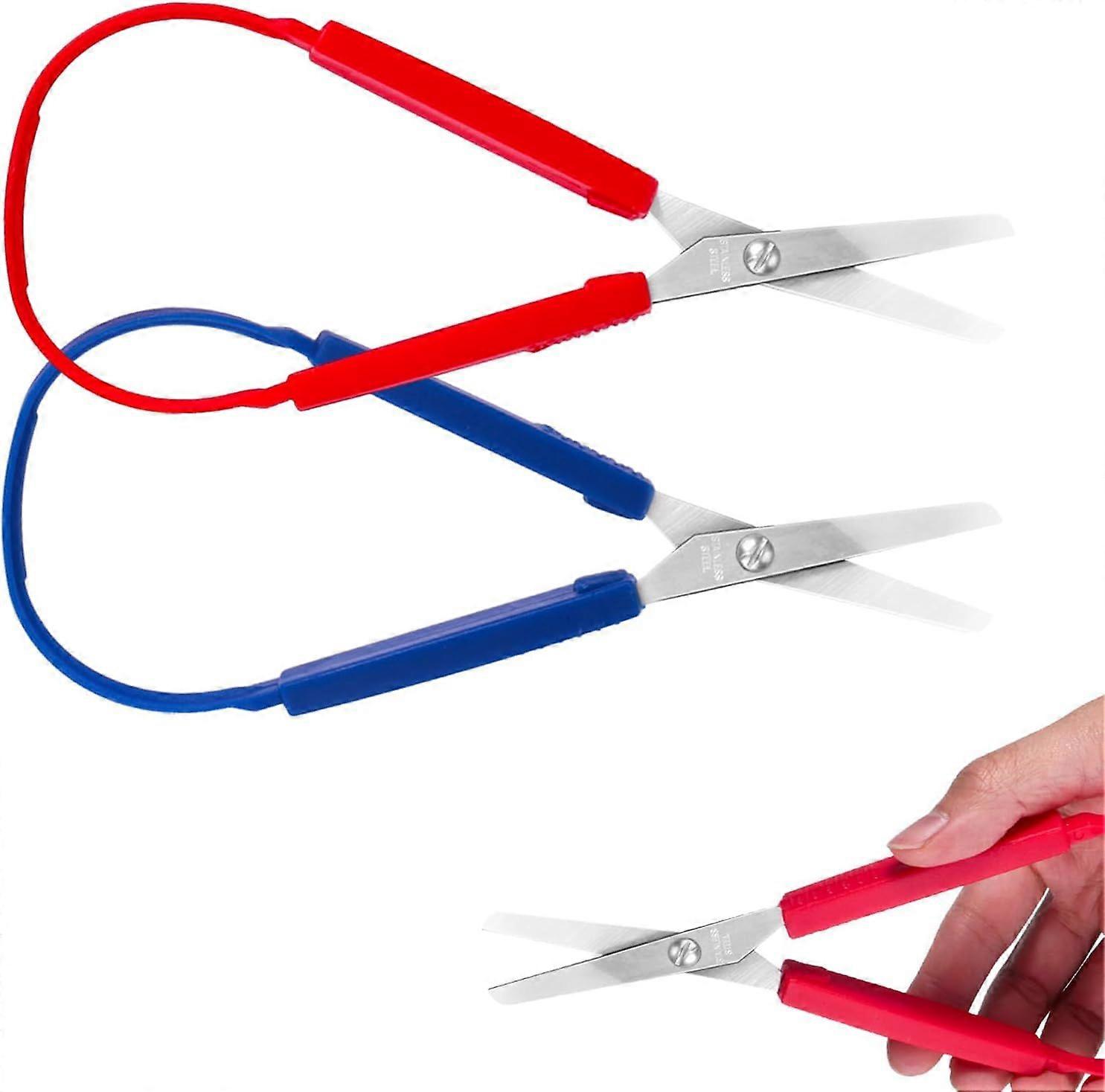 2 Pcs Loop Scissors Grip Scissors Adaptive Cutting Scissors Loop Handle Easy Self Opening Scissors Mini Loop Scissor