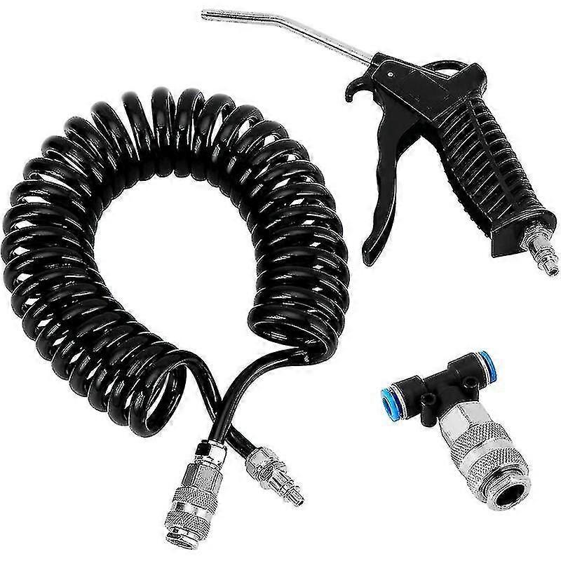 Air Blow Gun With 5 Meters Black Coiled Hose 5*8mm Dust Gun For Truck/van/heavy Duty Truck (with 2*6mm T-type Quick Connector)