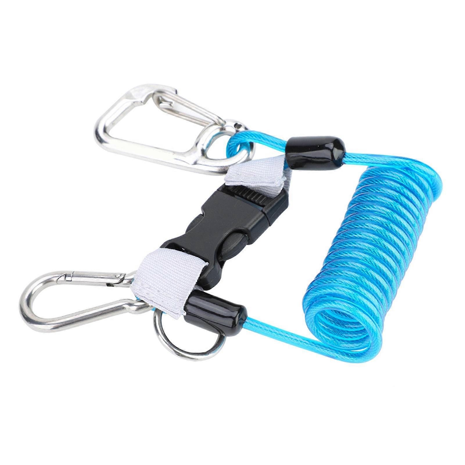 Safety Lanyard Keep Diving Anti lost Spring Coil Lanyard Safety Emergency Tool with Quick Release (Blue)