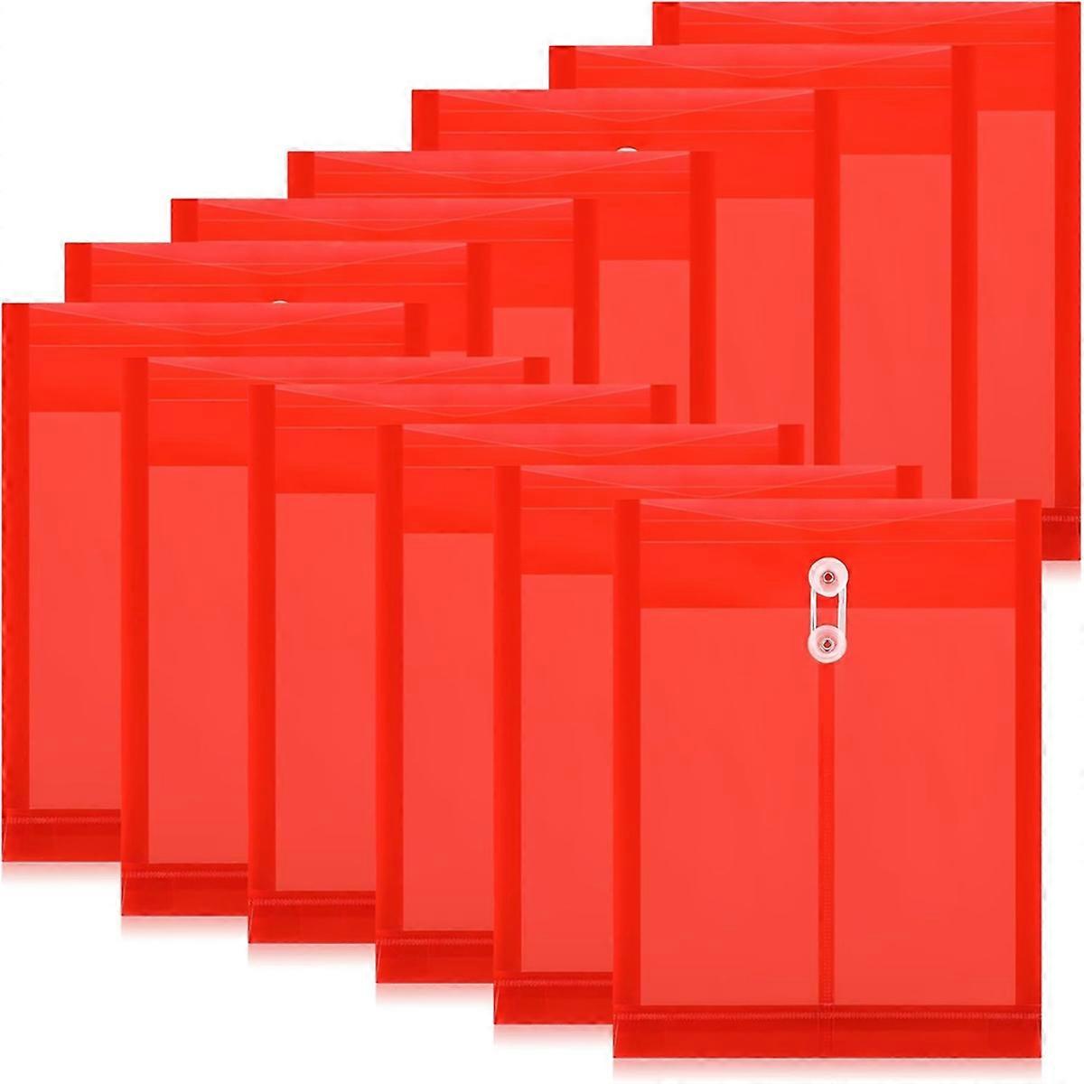 12PCS Plastic File Folders for Documents,A4 Plastic Envelopes Folders with Snap Closure and String T