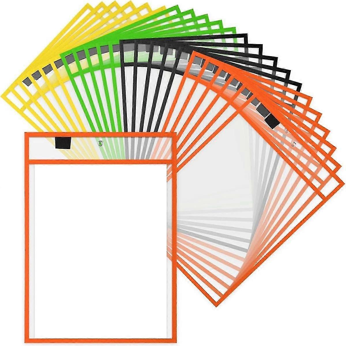 28PCS Reusable Dry Erase Pockets for Documents, Classroom Use