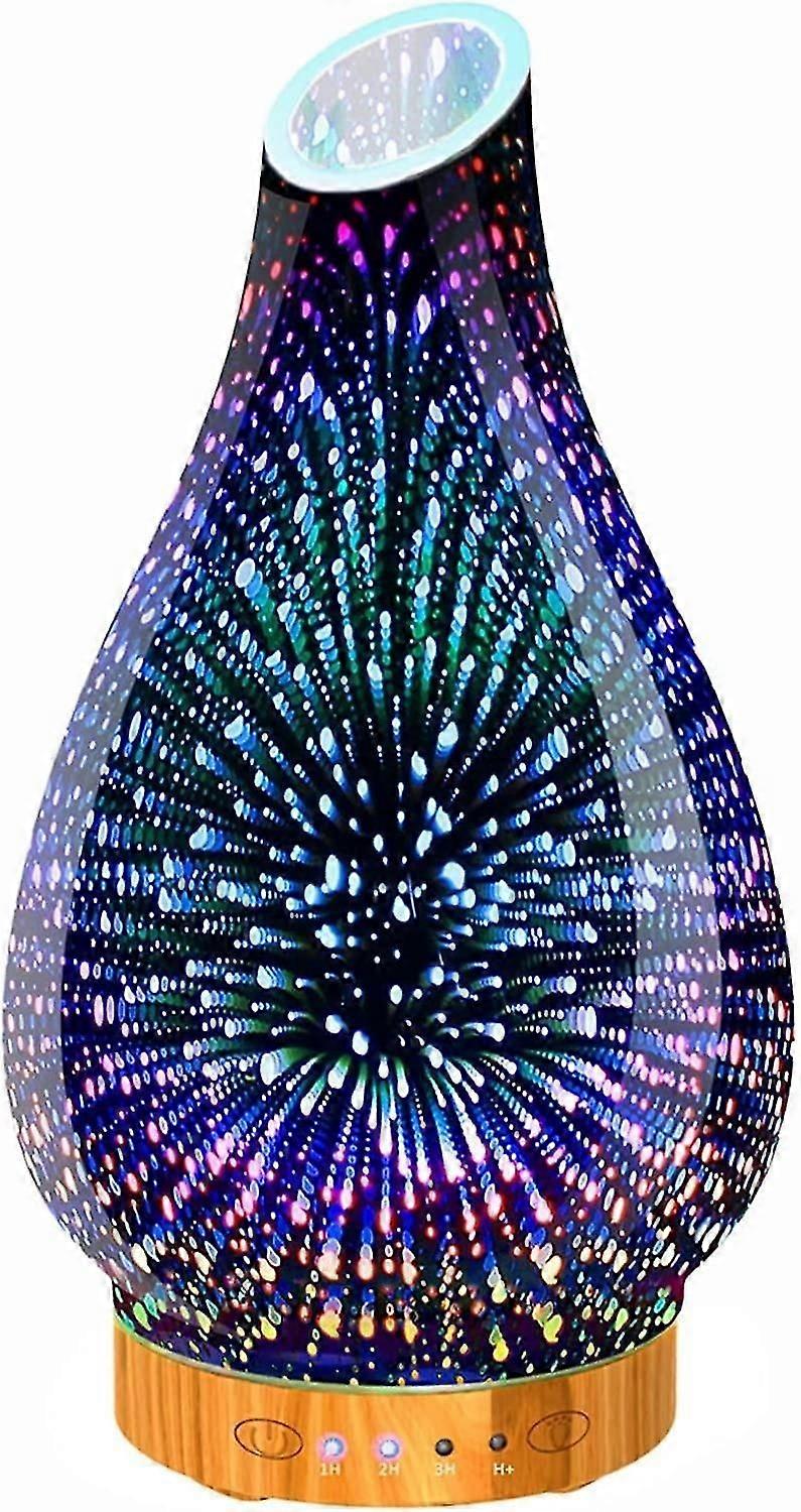 3D Glass Ultrasonic Diffusers, 120ml Essential Oil Diffuser, Waterless Timer and Auto Shut Off 7 Col