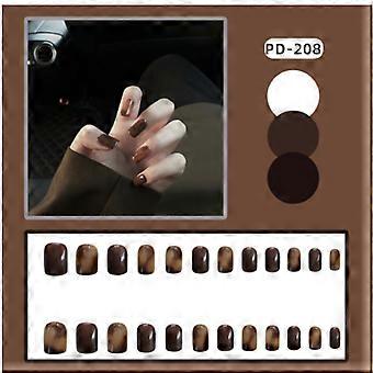 Caramel Amber Fake Nails Set mit Kleber Wearable Nail Art Nail Cute Artificial