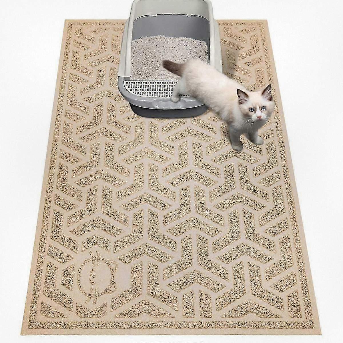 Büyük kum kutuları için kaymaz kedi kumu tepsisi matı, yumuşak pençe dostu yüzey, yavru kediler için 35x24 inç çöp dağıtma kontrol matı