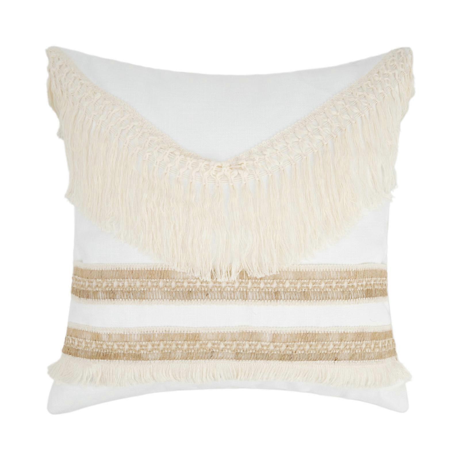 Decorative Pillow Case with Tassels and Fringe 45x45cm Tufted Textured Modern Farm house Cushion Sleeve for Couch or Bed