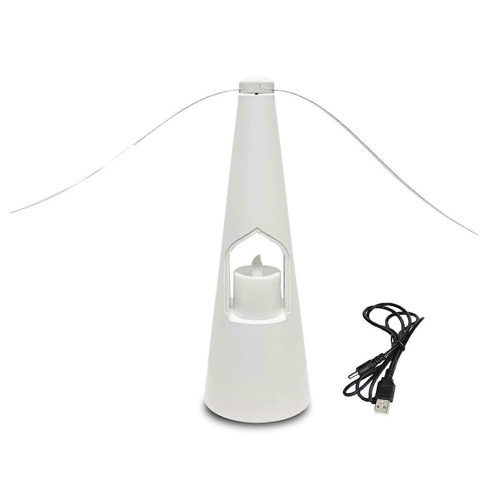 Chemical-Free Table Top Bug Repellent/Deterrent Hanging Fan with Hook + 2 Blades Fly Repellent Fan for Table Patio White