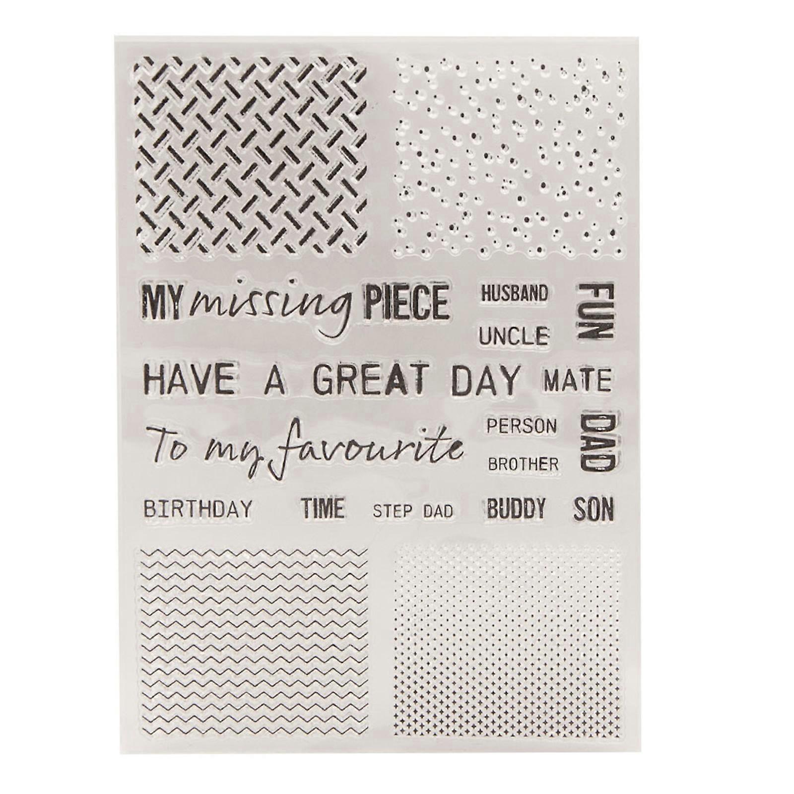 Background Clear Silicone Stamps Simple Geometric Pattern and Greeting Words Clear Stamp for Birthay Card Making Journal