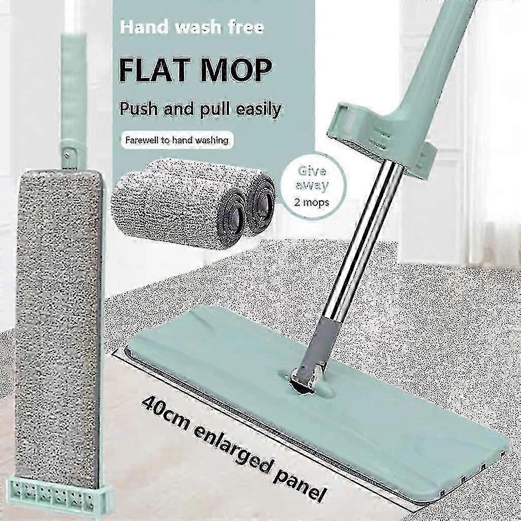 Flat Squeeze Mop Free Hand Wash Floor Cleaning Mop Fiber Mop Pad Wet And Dry Use Rotary Mop