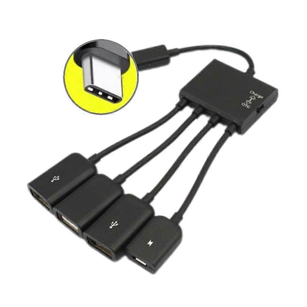 1 to 4 USB Hub Cable USB TypeC OTG Power Extenders Perfect for Professional