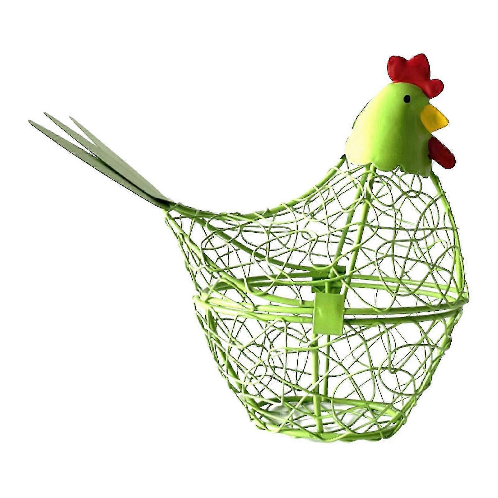 Green Iron Wire Egg Basket for Kitchen Easter Decor Storage