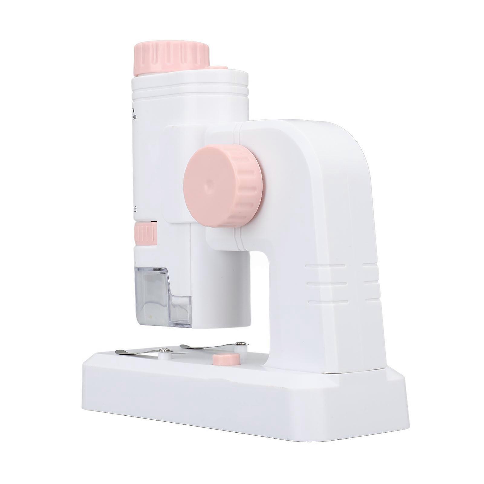 80X‑200X Kids Microscope with 12PCS Slides 2 in 1 LED Lighted High Definition Pocket Microscope for Observation Pink 