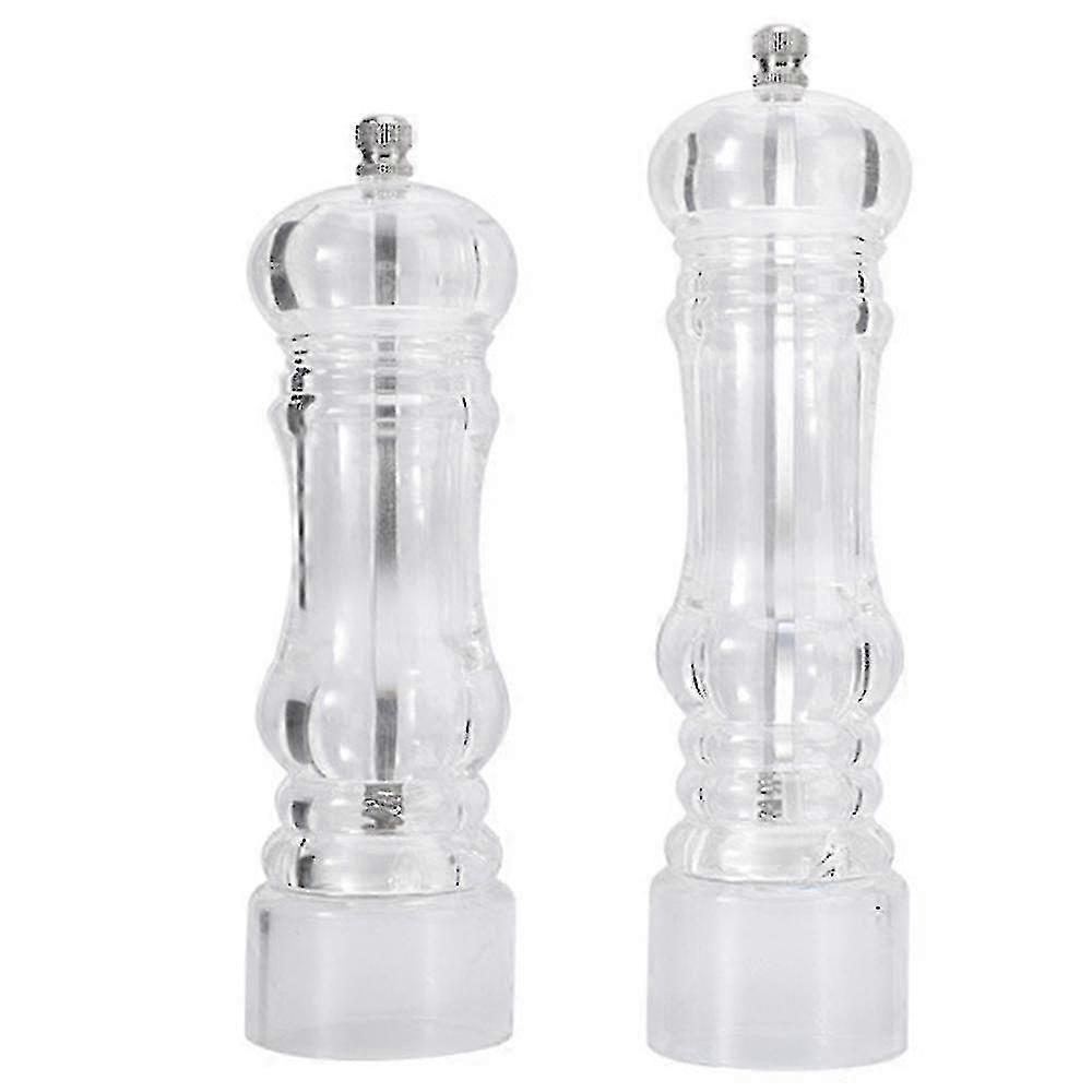 Manuaalinen pippurimylly- ja suolasirotinsarja - säädettävä kirkas akryylimylly - keskikokoinen ja suuri