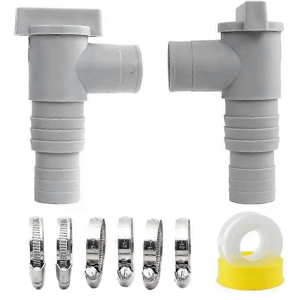 PVC Pool Filter Pump Adapter Set with Durable On/Off Valve - 32mm Leak-Proof Gray
